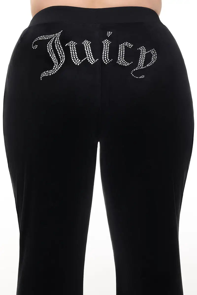 Plus-Size OG Big Bling Velour Track Pants
