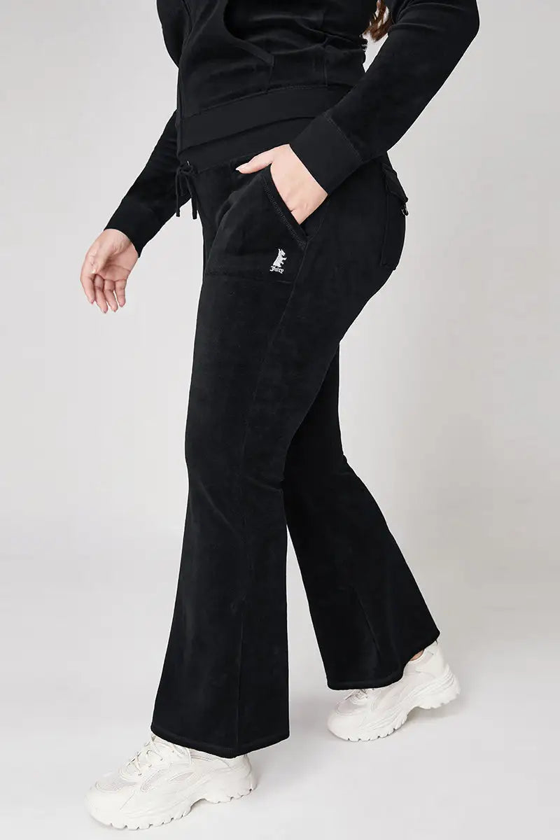 Plus-Size Hollywood Scottie Snap Pocket Cotton Velour Track Pants