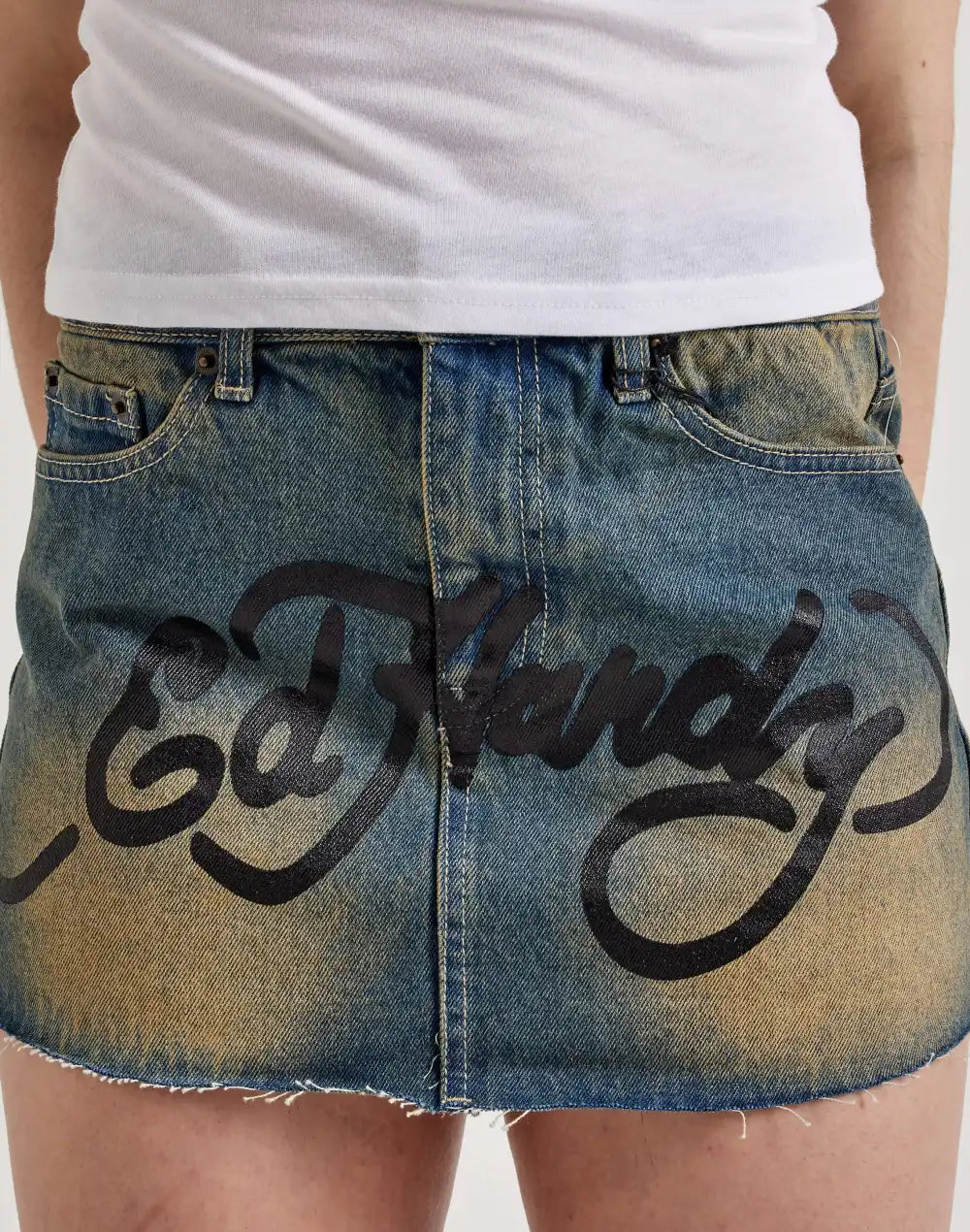 Ed Hardy Snake Hearts Denim Skirt