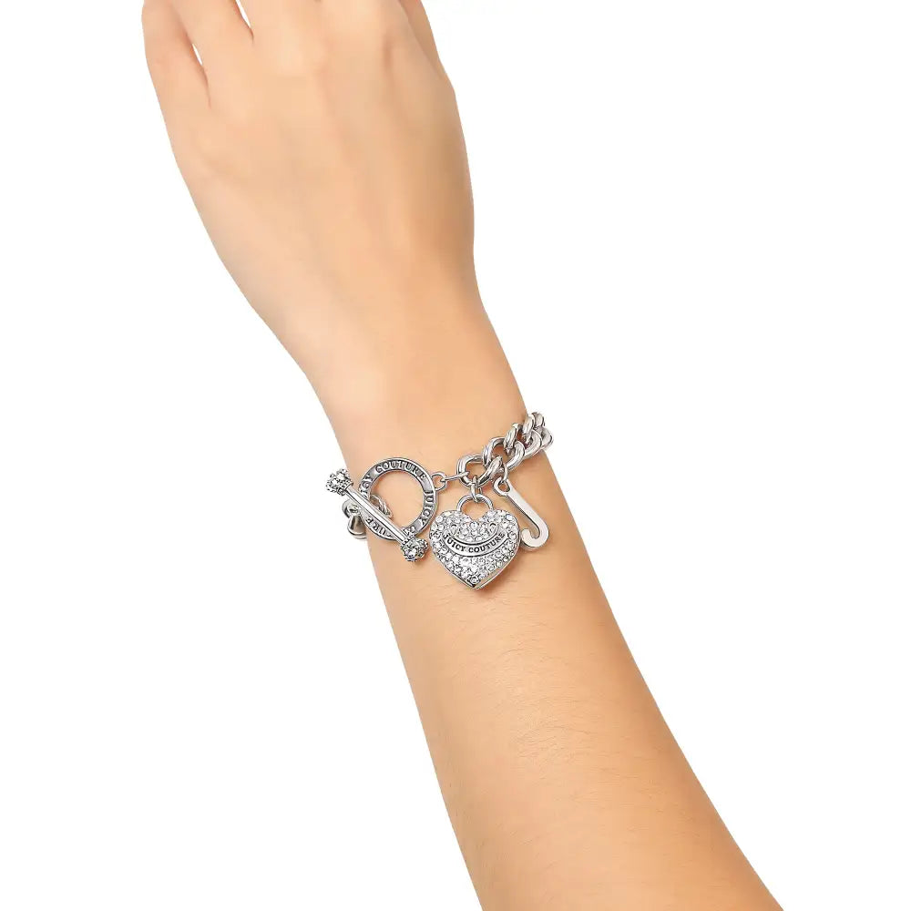 Crystal Heart Charm Toggle Bracelet