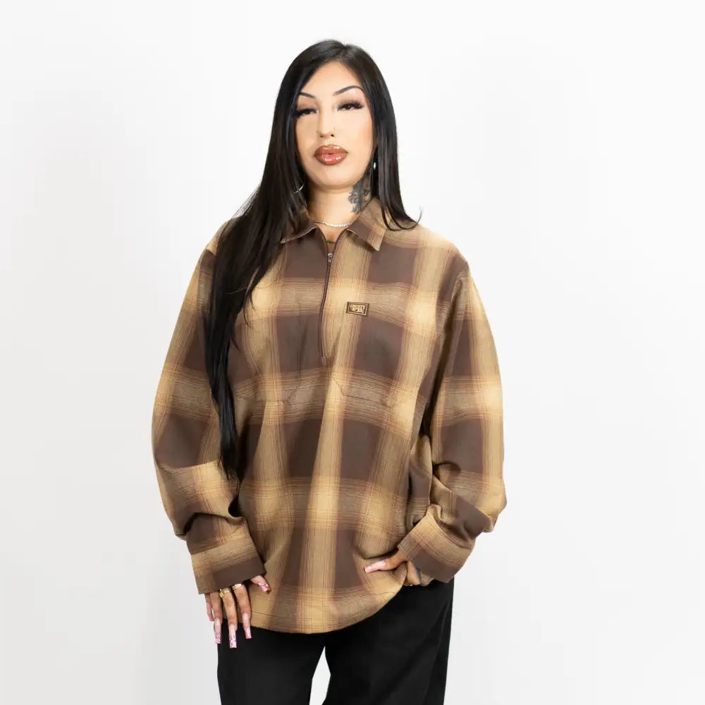 FB County Long Sleeve Checker Zip Shirt