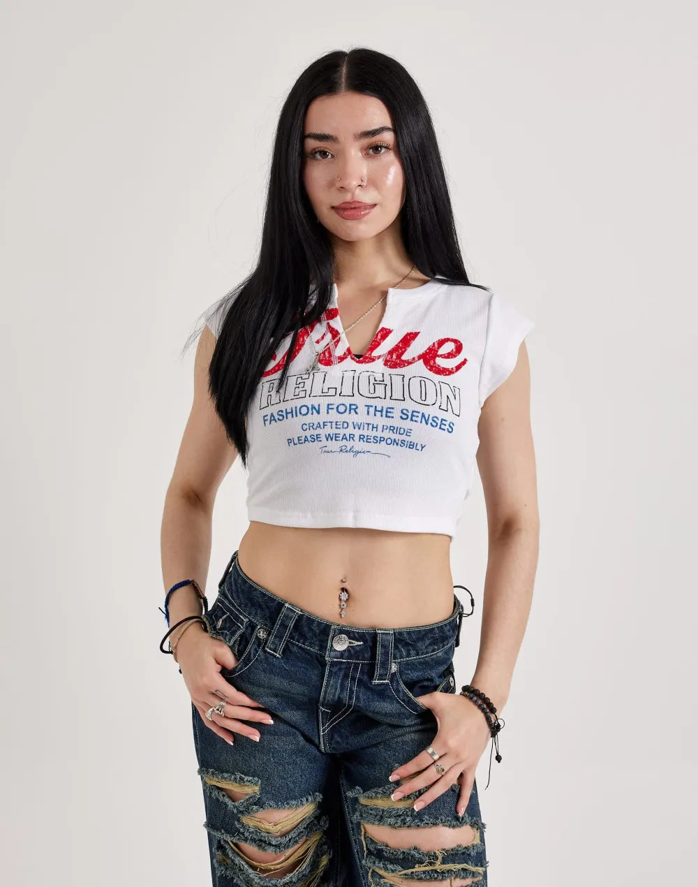 True Religion Retro Logo V-Notch Tee