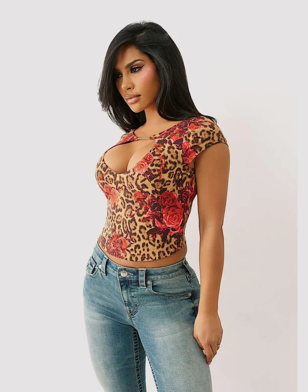 True Religion Leopard Rose Tee