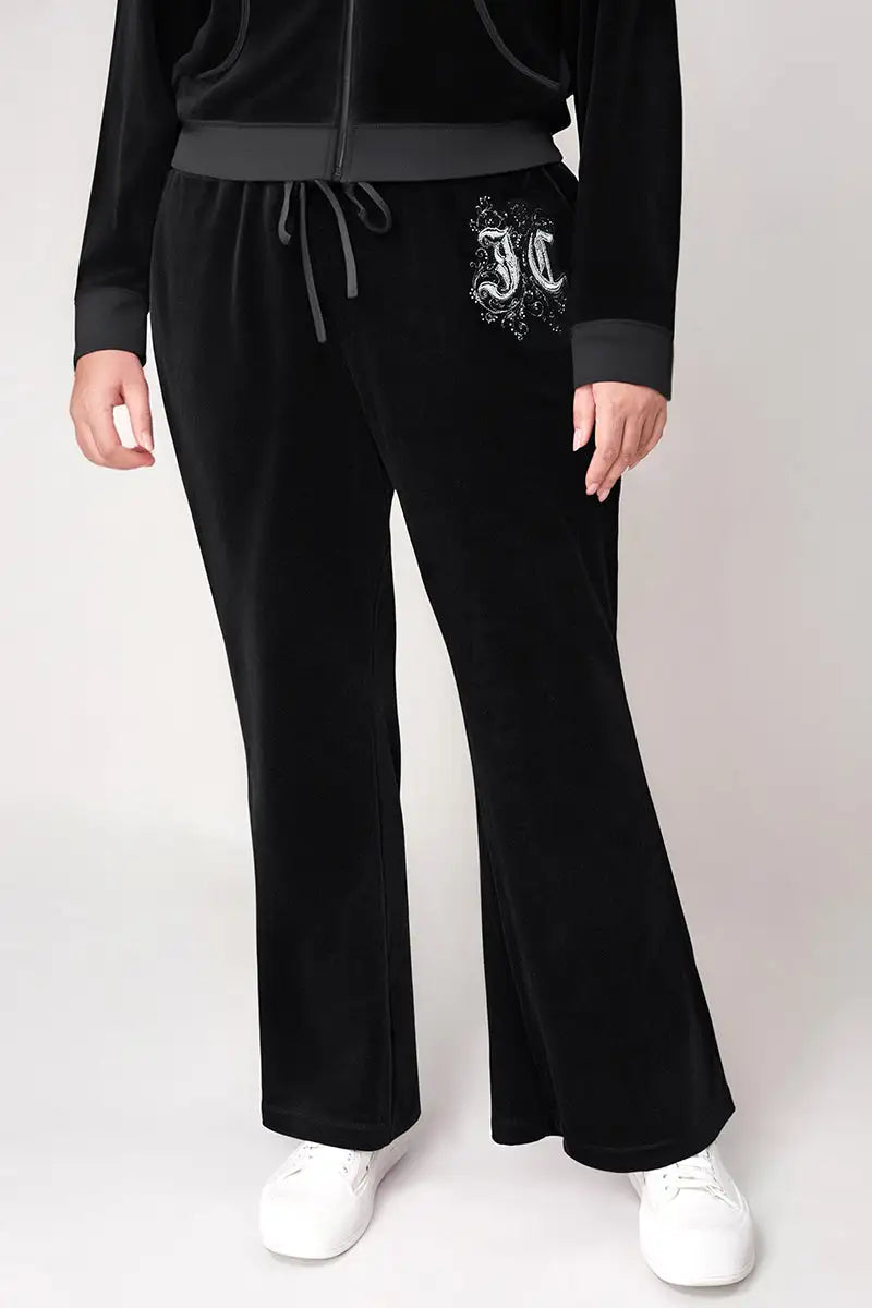 Plus-Size Monogram Heritage Cotton Velour Track Pants