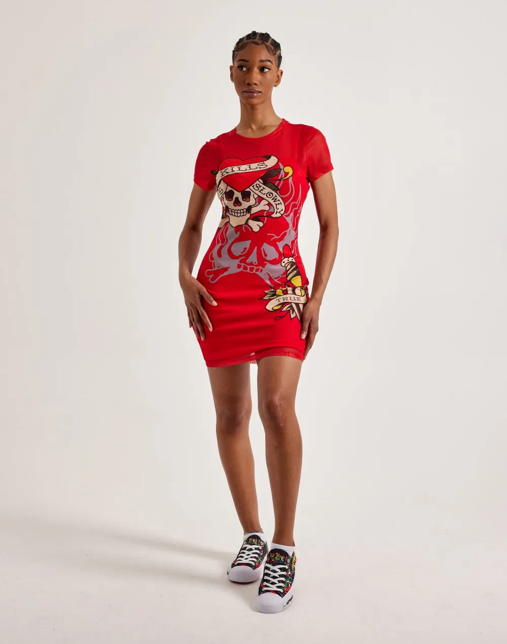 Ed Hardy Skull Dagger Mesh Tee Dress